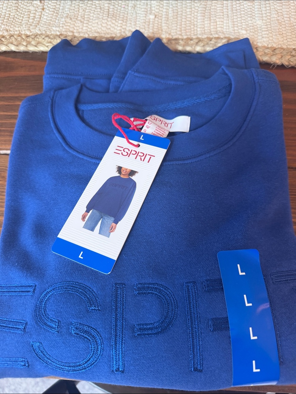 Esprit Women’s Royal Blue Crewneck Sweater with Embroidered Logo